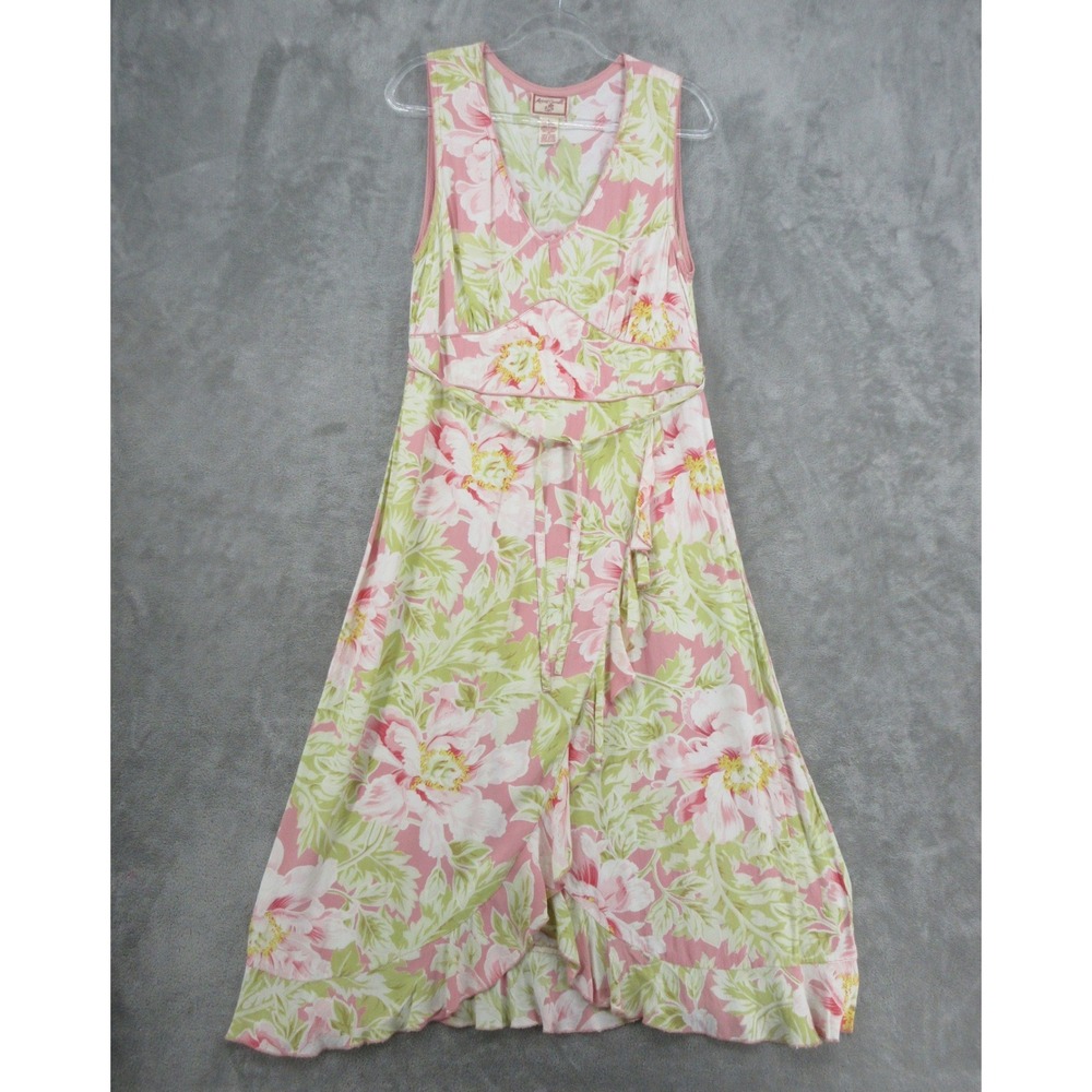 Vintage April Cornell Dress Womens Size S Midi Ruffle Hem High Low Tie Back Boho